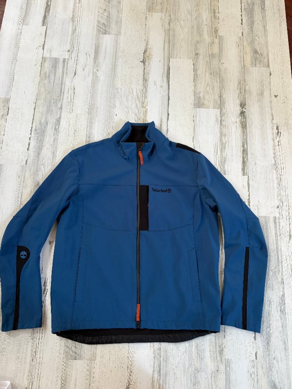 Timberland Men's Size Large Softshell Zip Up Jacket Fleece Lined Blue Coat